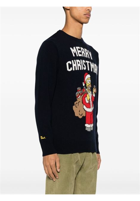 Maglione blu navy in lana e cashmere Merry Christmas MC2 | HERON-MERRY HOMER61